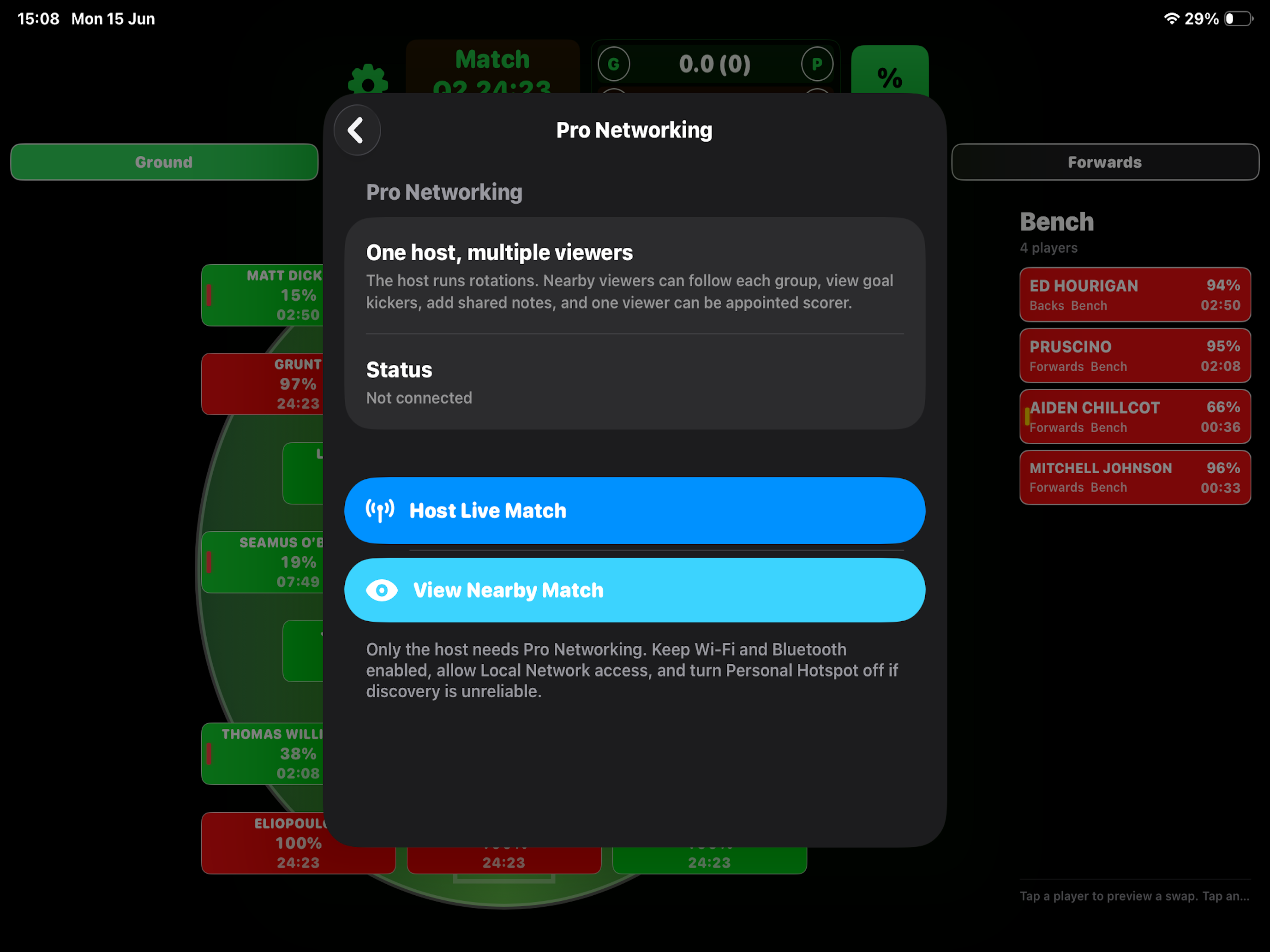 Pro Networking controls on iPad